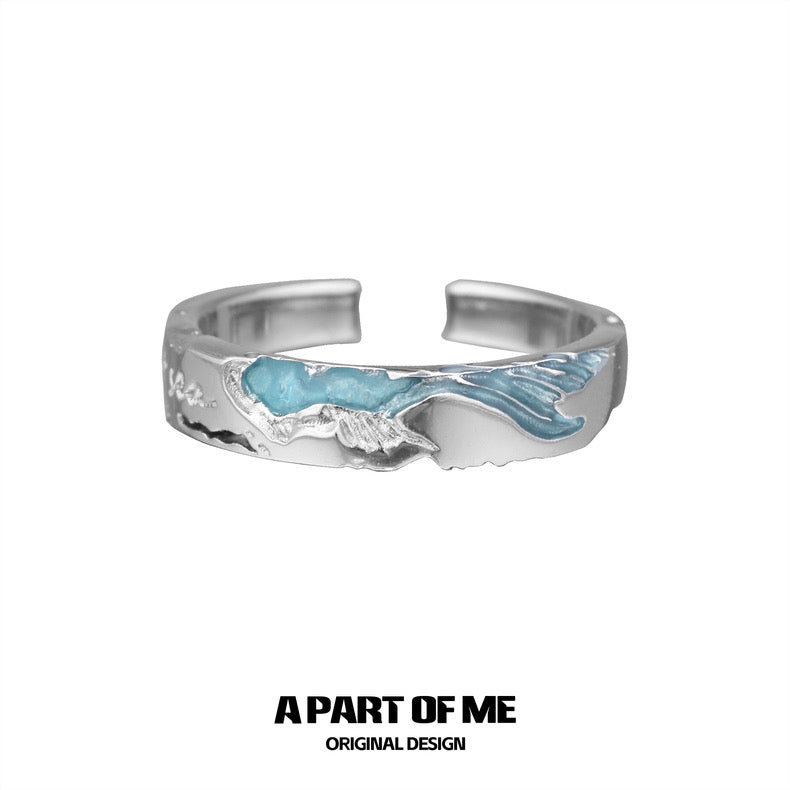 "meeting at the sea"S925 Sterling Silver Couple Ring