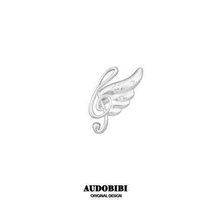 Melody Etude 18K Platinum Plating Treble Clef Wings Earcuffs
