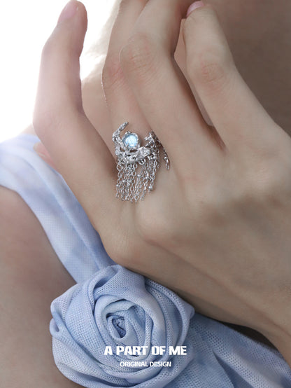 Moonlight Faust S925 Sterling Silver Moon Zircon Adjustable Rings