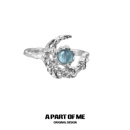 Moonlight Faust S925 Sterling Silver Moon Zircon Adjustable Rings