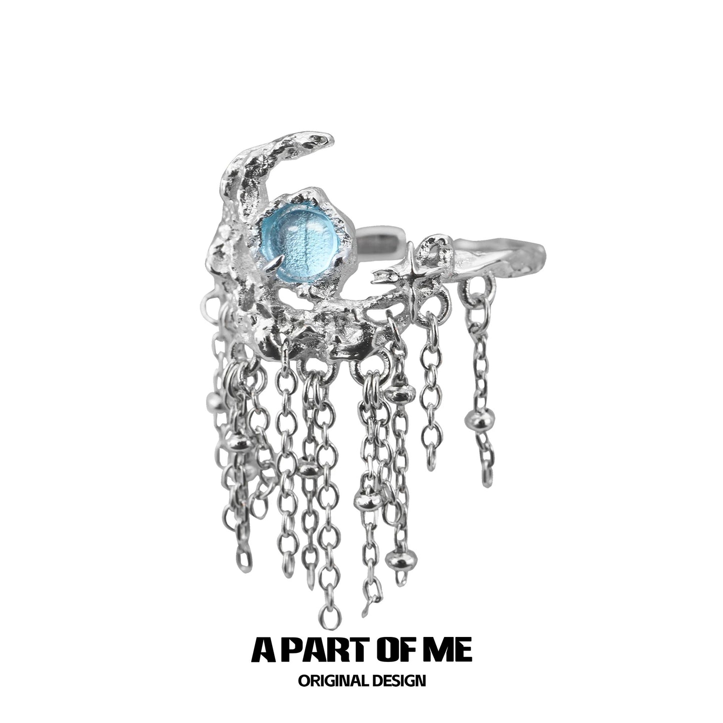 Moonlight Faust S925 Sterling Silver Moon Zircon Adjustable Rings