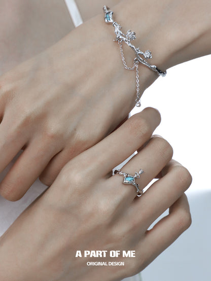 Bitter Heart 18K Platinum Plating Turquoise Tassel Bangle