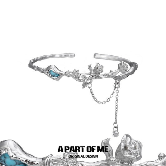 Bitter Heart 18K Platinum Plating Turquoise Tassel Bangle