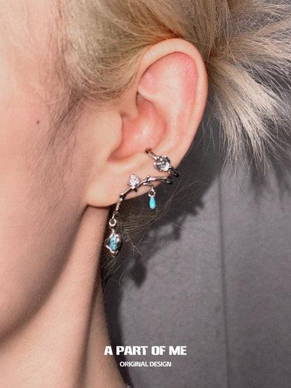 Bitter Heart 18K Platinum Plating Turquoise Pendant Ear Cuffs