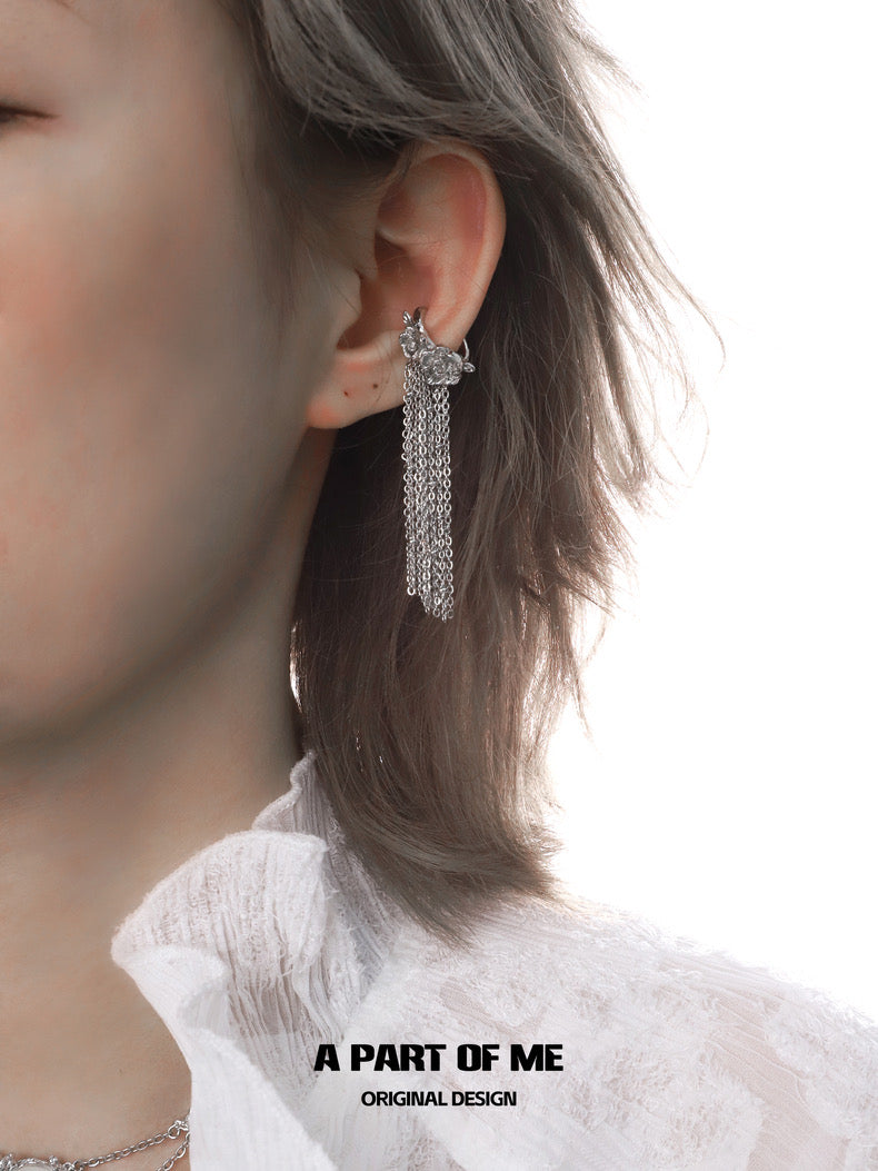 Aroma Series 18K Platinum Plating Rose Tassel Ear Cuffs