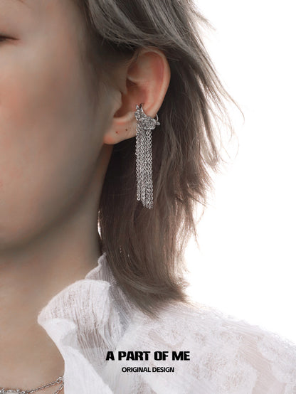 Aroma Series 18K Platinum Plating Rose Tassel Ear Cuffs
