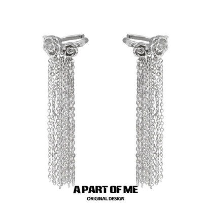 Aroma Series 18K Platinum Plating Rose Tassel Ear Cuffs