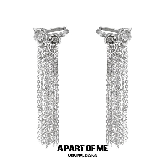 Aroma Series 18K Platinum Plating Rose Tassel Ear Cuffs