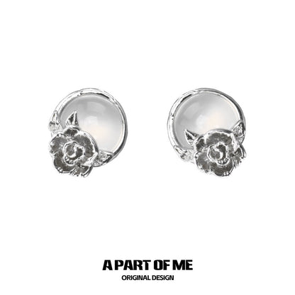 Aroma Series S925 Sterling Silver Agate Stone Mini Earrings