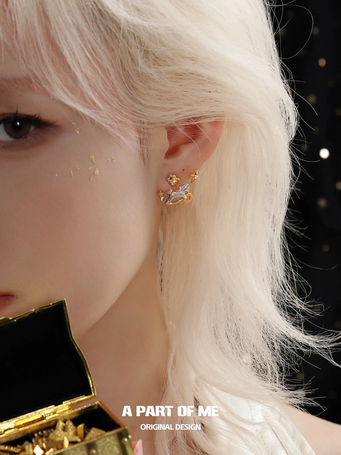 Year of the Horse 18K Platinum Plating Detachable Earrings