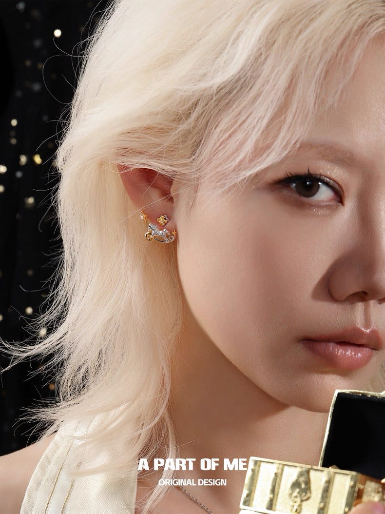 Year of the Horse 18K Platinum Plating Detachable Earrings