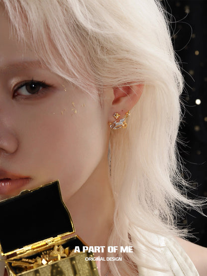 Year of the Horse 18K Platinum Plating Detachable Earrings