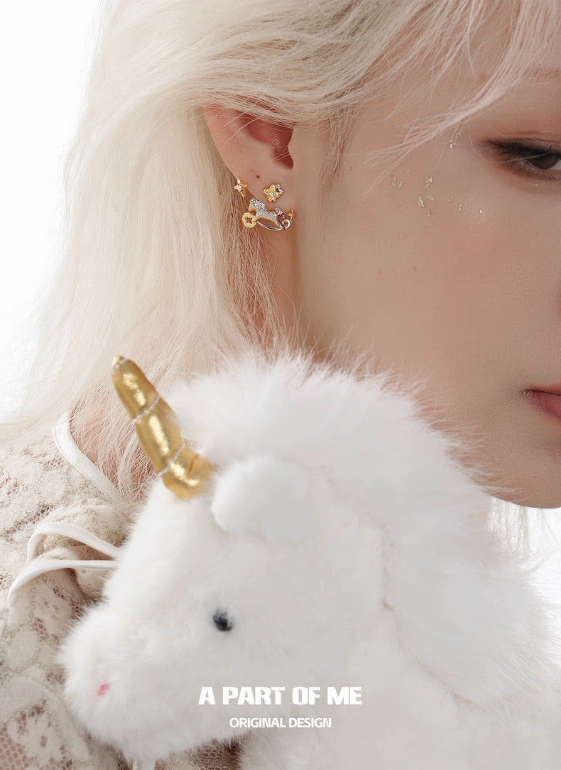 Year of the Horse 18K Platinum Plating Detachable Earrings