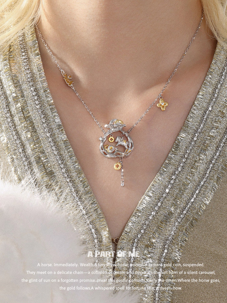 Year of the Horse 18K Platinum Plating Money Bag Necklace
