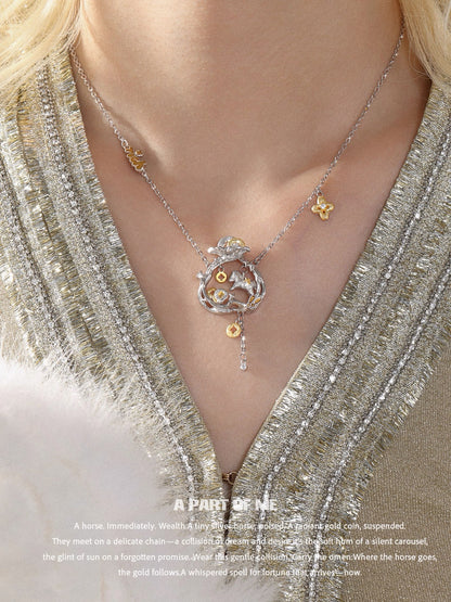 Year of the Horse 18K Platinum Plating Money Bag Necklace