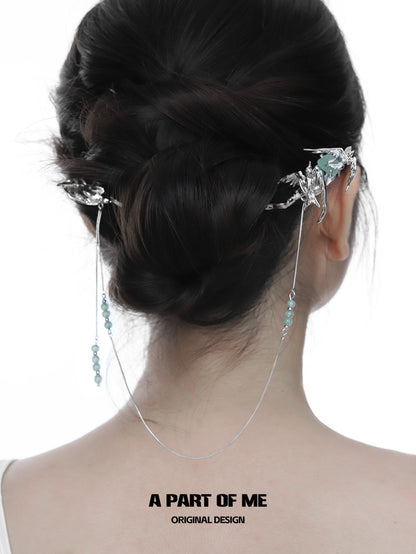 Stray Birds 19K Platinum Plating Green Fluorite Hairpin