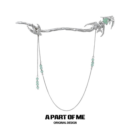Stray Birds 19K Platinum Plating Green Fluorite Hairpin