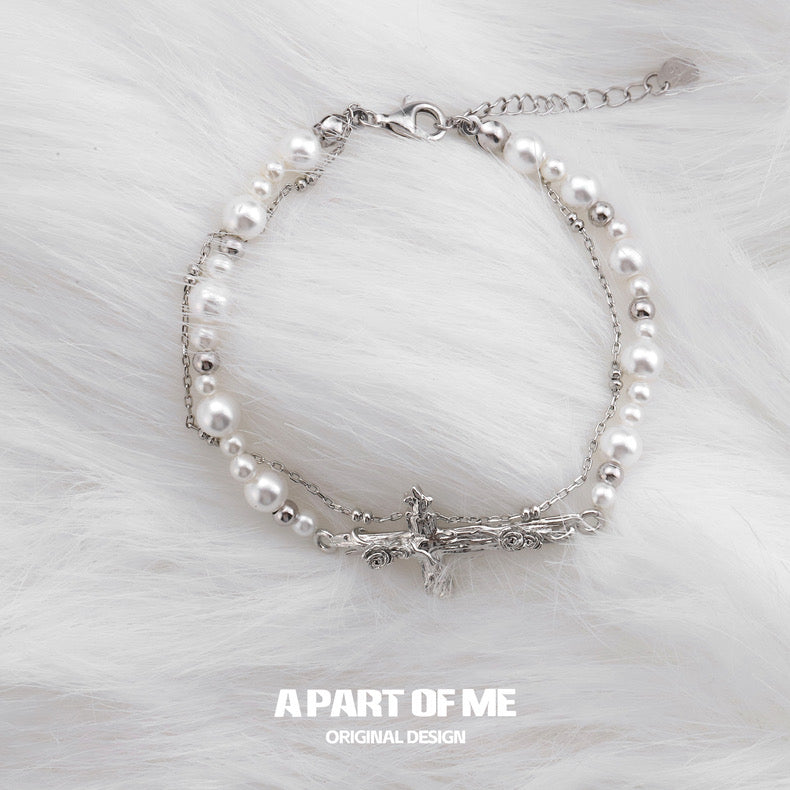 Rose on the Cross S925 Sterling Silver Bracelet