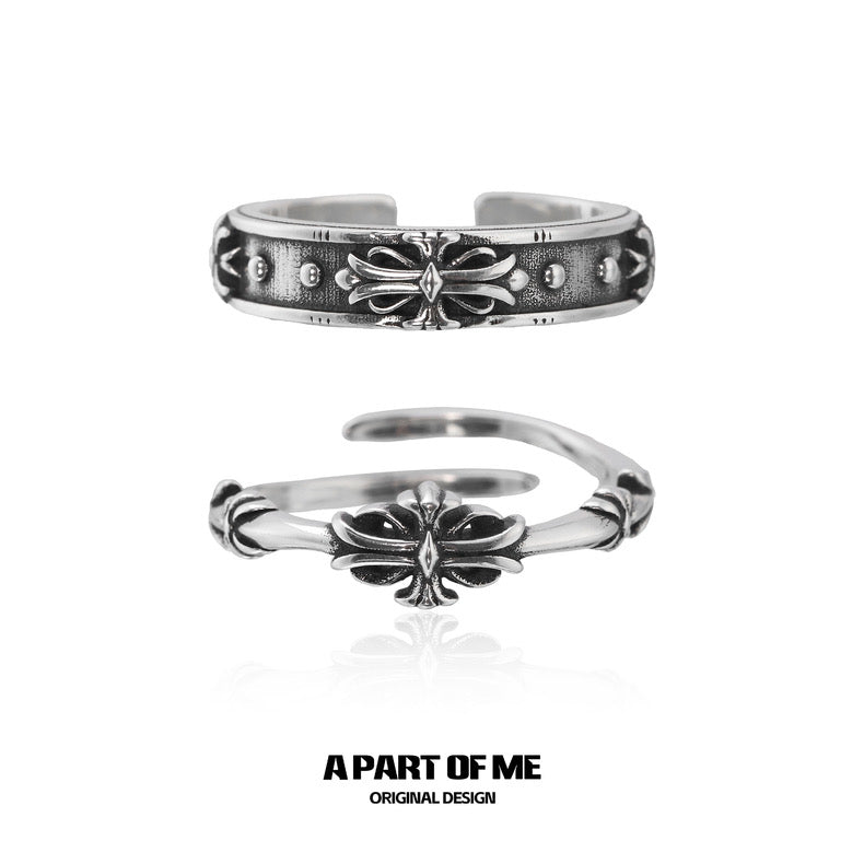 Iris S925 Sterling Silver Retro Couple Rings