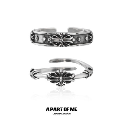 Iris S925 Sterling Silver Retro Couple Rings