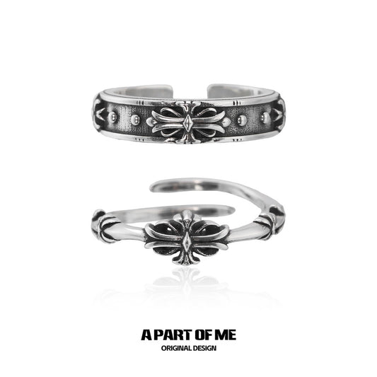 Iris S925 Sterling Silver Retro Couple Rings