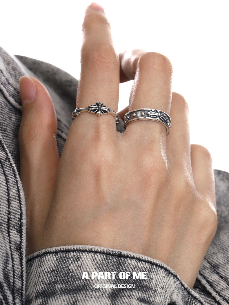 Iris S925 Sterling Silver Retro Couple Rings