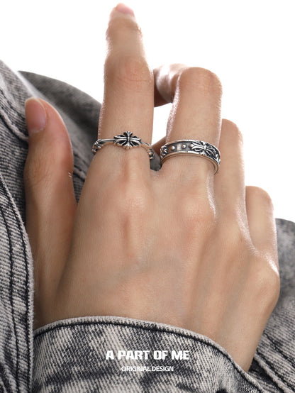 Iris S925 Sterling Silver Retro Couple Rings