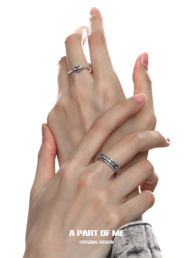 Iris S925 Sterling Silver Retro Couple Rings