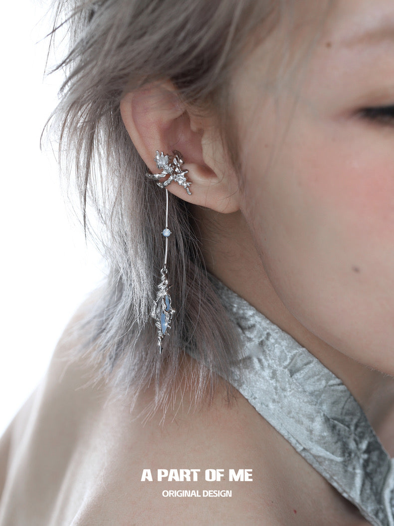 Secret of the Sea 18K Platinum Plating Dangle Ear Cuffs