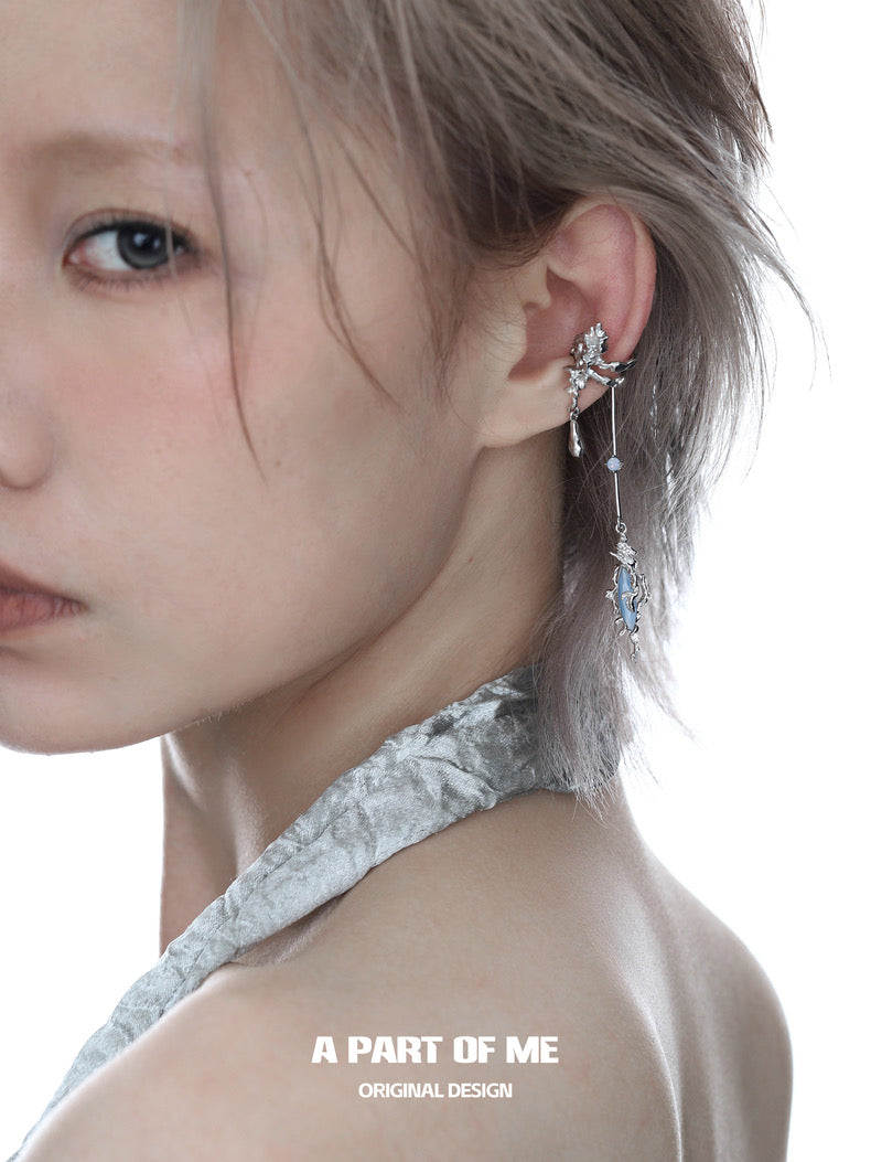 Secret of the Sea 18K Platinum Plating Dangle Ear Cuffs