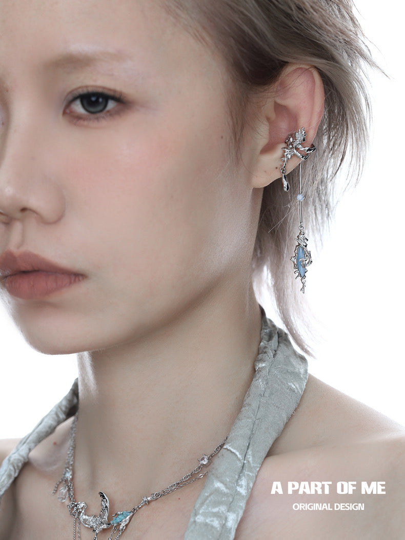 Secret of the Sea 18K Platinum Plating Dangle Ear Cuffs