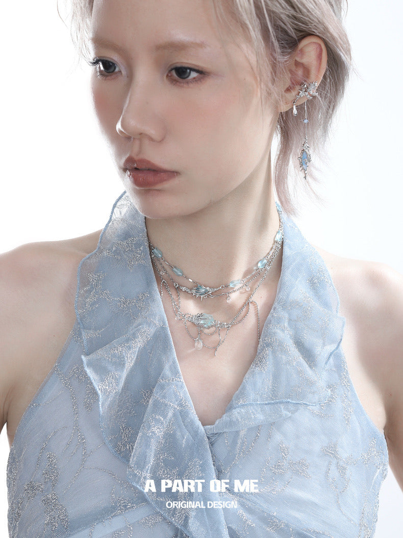 Secret of the Sea 18K Platinum Plating Dangle Ear Cuffs