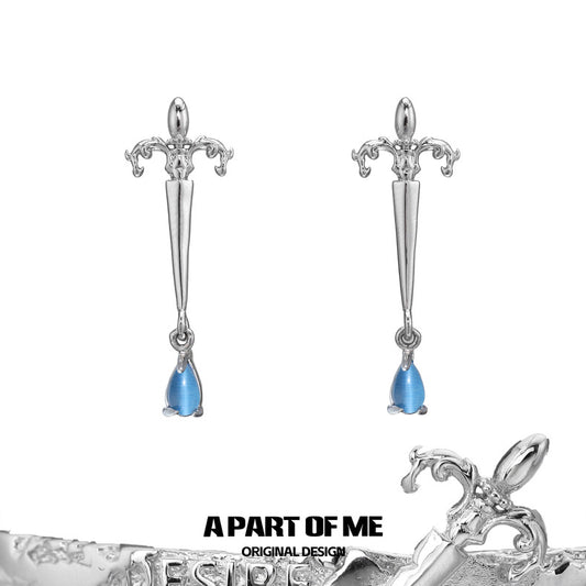 Guardian Sword S925 Sterling Silver Cat's Eye Stone Earrings