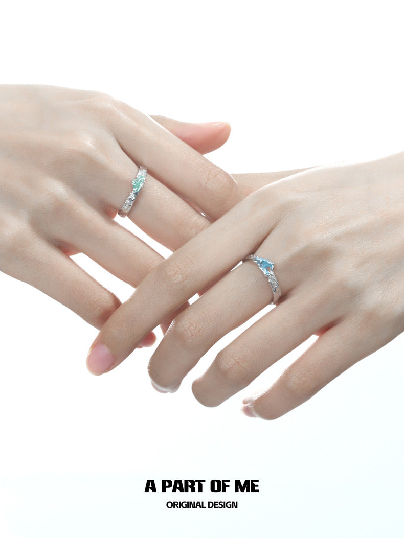 Mountain & Sea S925 Sterling Silver Couple Rings