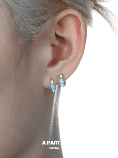 Secret of the Sea S925 Sterling Silver Blue Turquoise Huggies Earrings
