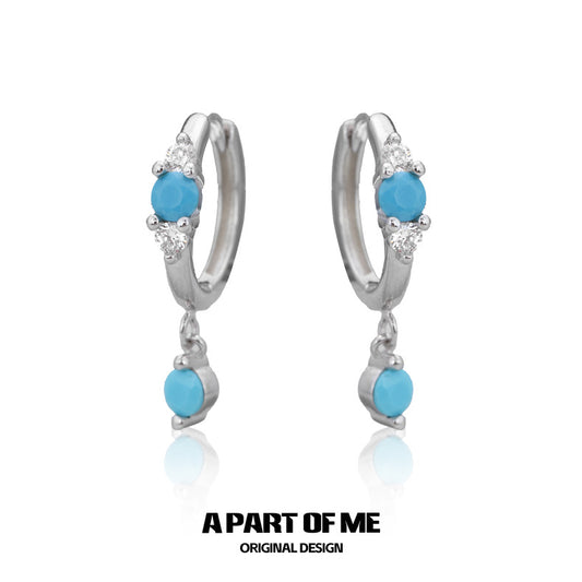 Secret of the Sea S925 Sterling Silver Blue Turquoise Huggies Earrings