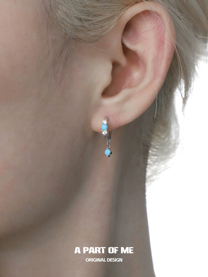 Secret of the Sea S925 Sterling Silver Blue Turquoise Huggies Earrings