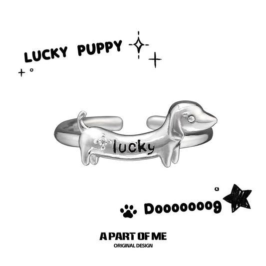 Lucky Dachshund S925 Sterling Silver Ring