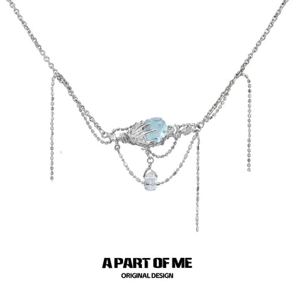Secret of the Sea 18K Platinum Plating Choker & Blue Fluorite Necklace