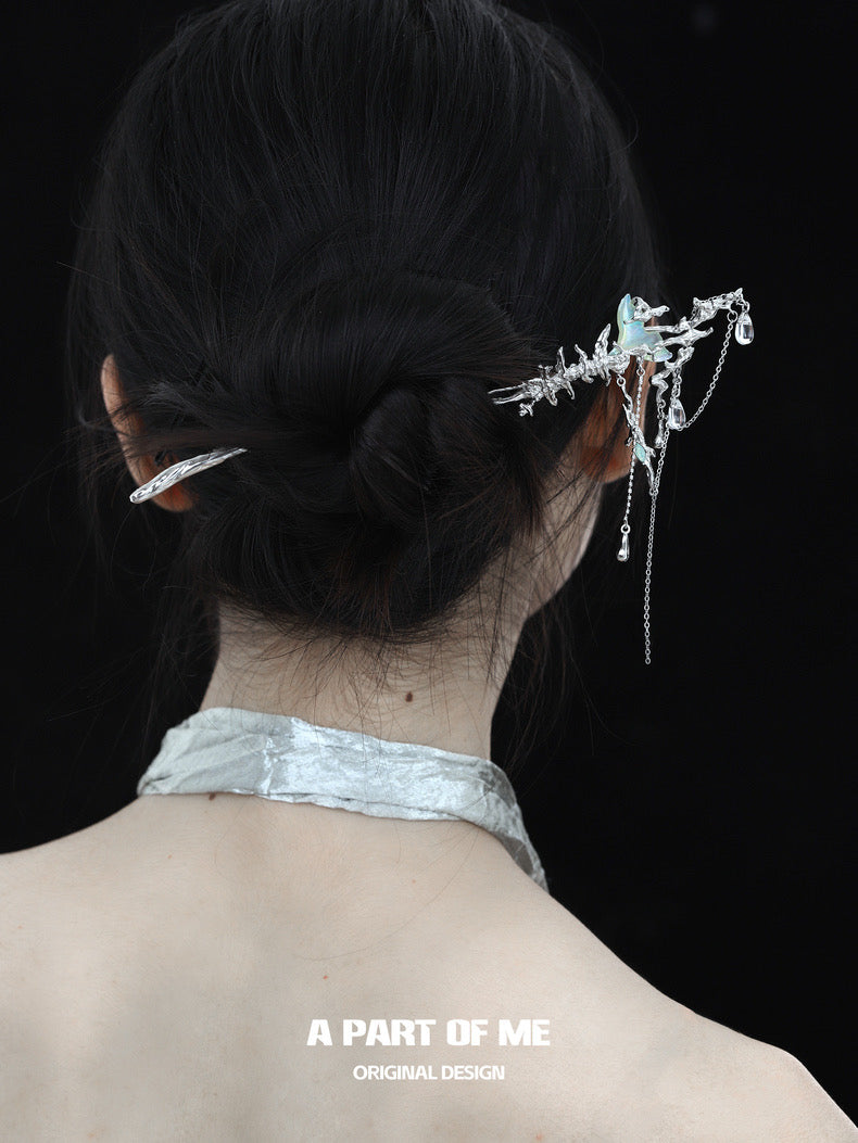 Mermaid Tale 18k Platinum Plating Fishbone Hairpin