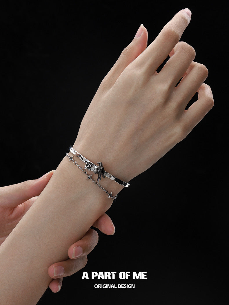 Crow Collection (Sylus's Version) 18K Platinum/Black Gold Plated Double Layered Bracelet