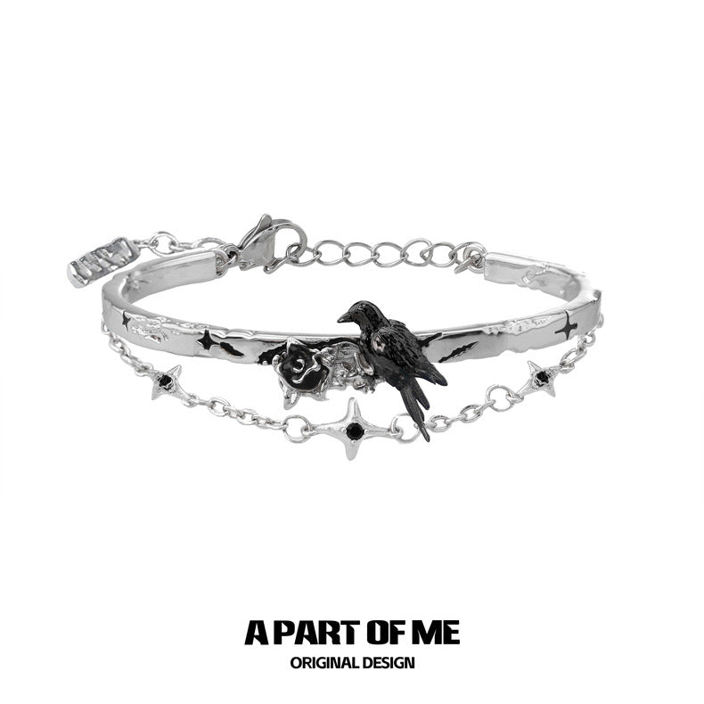 Crow Collection (Sylus's Version) 18K Platinum/Black Gold Plated Double Layered Bracelet