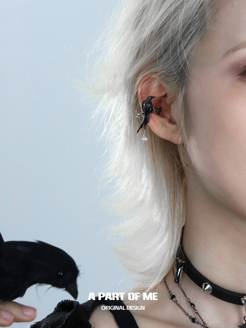 Crow Collection (Sylus's Version) 18K Black Gold Plated Earcuffs