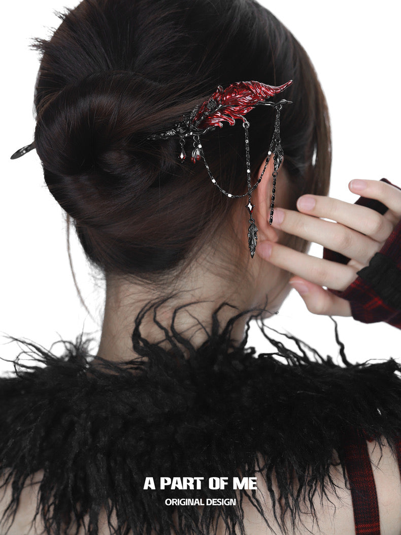 Crow Collection (Sylus's Version) 18K Black Gold Plated Feather Hairpin