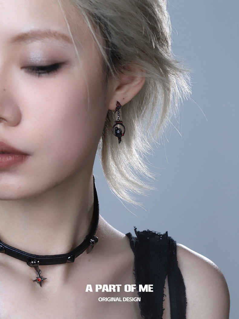 Crow Collection (Sylus's Version) 18K Black Gold Plated Handcuff Earrings