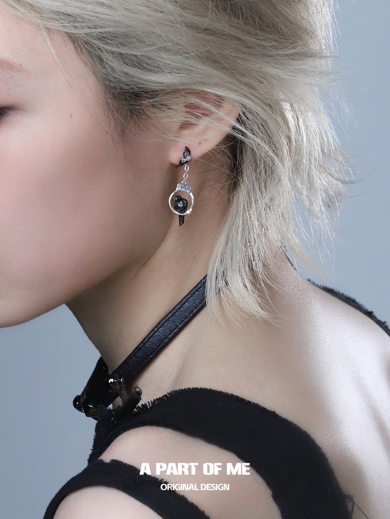 Crow Collection (Sylus's Version) 18K Black Gold Plated Handcuff Earrings