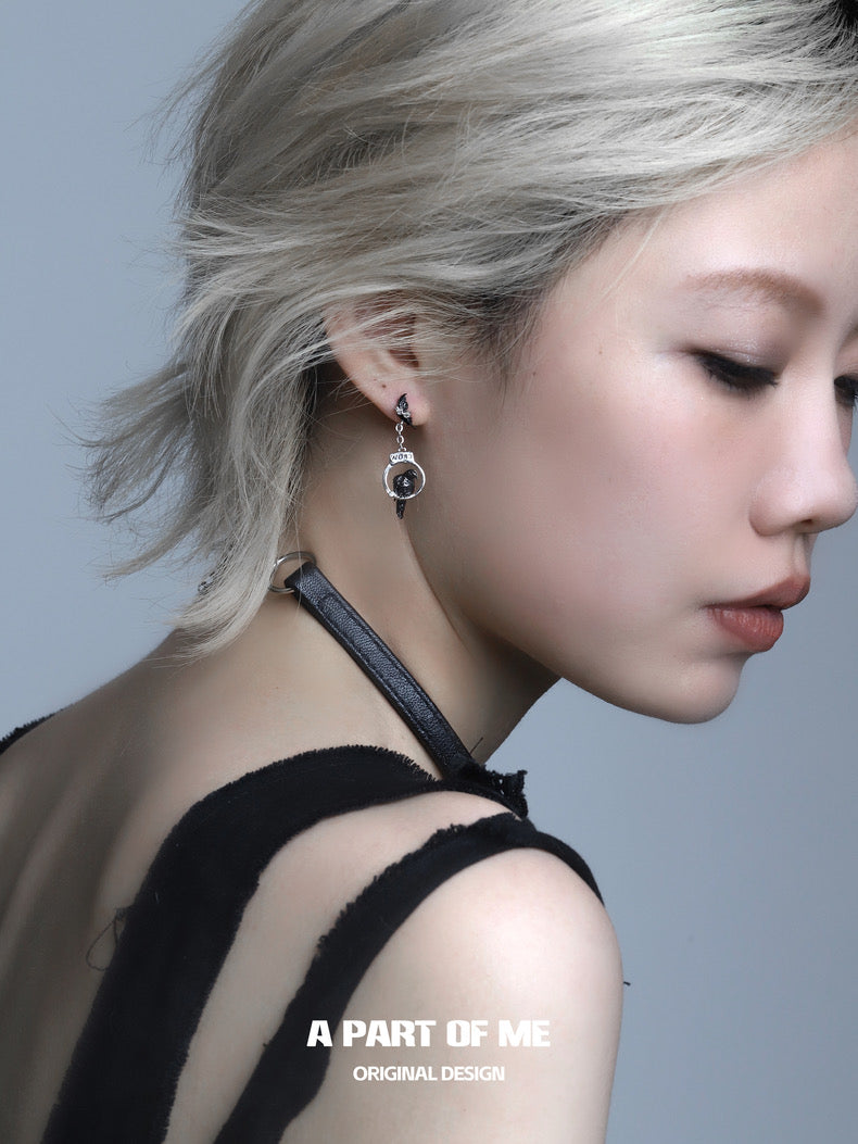 Crow Collection (Sylus's Version) 18K Black Gold Plated Handcuff Earrings