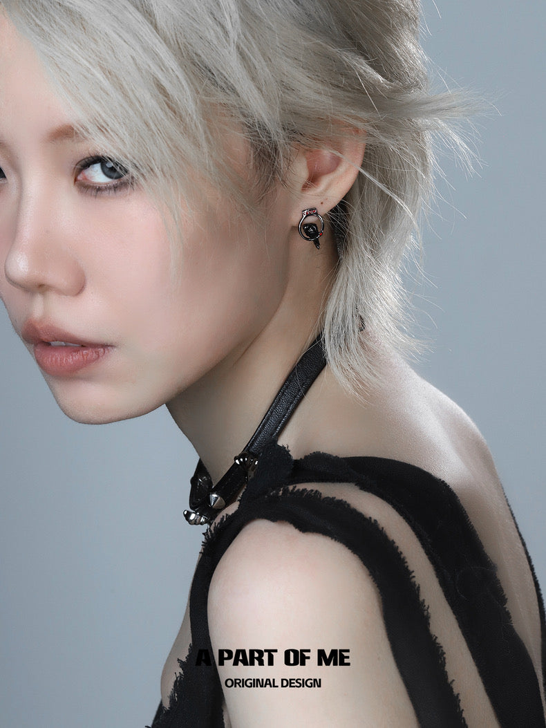Crow Collection (Sylus's Version) 18K Black Gold Plated Handcuff Earrings