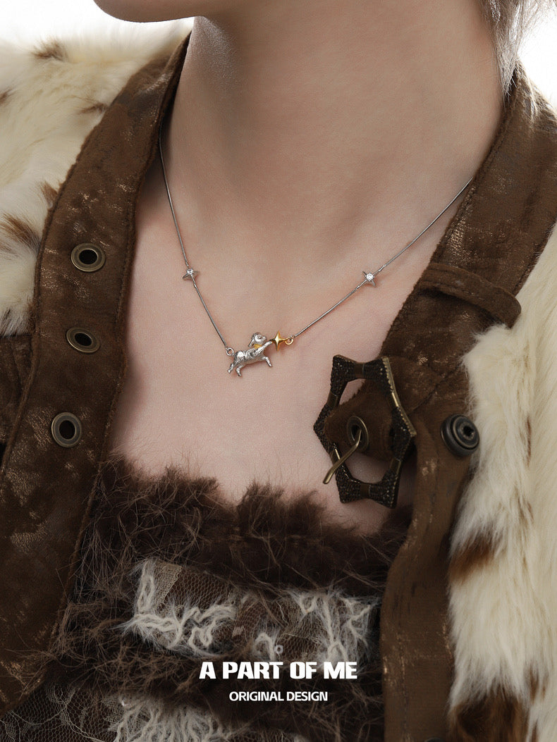 Goodnight Collection S925 Sterling Silver Lamb & Star Necklace