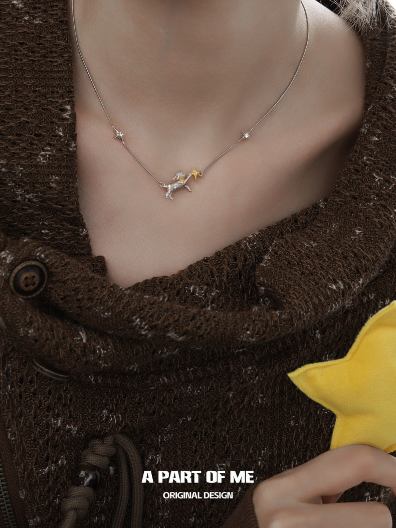 Goodnight Collection S925 Sterling Silver Lamb & Star Necklace